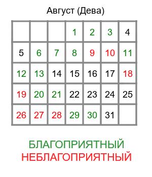 дева гороскоп на август