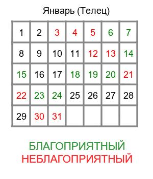 телец гороскоп на январь